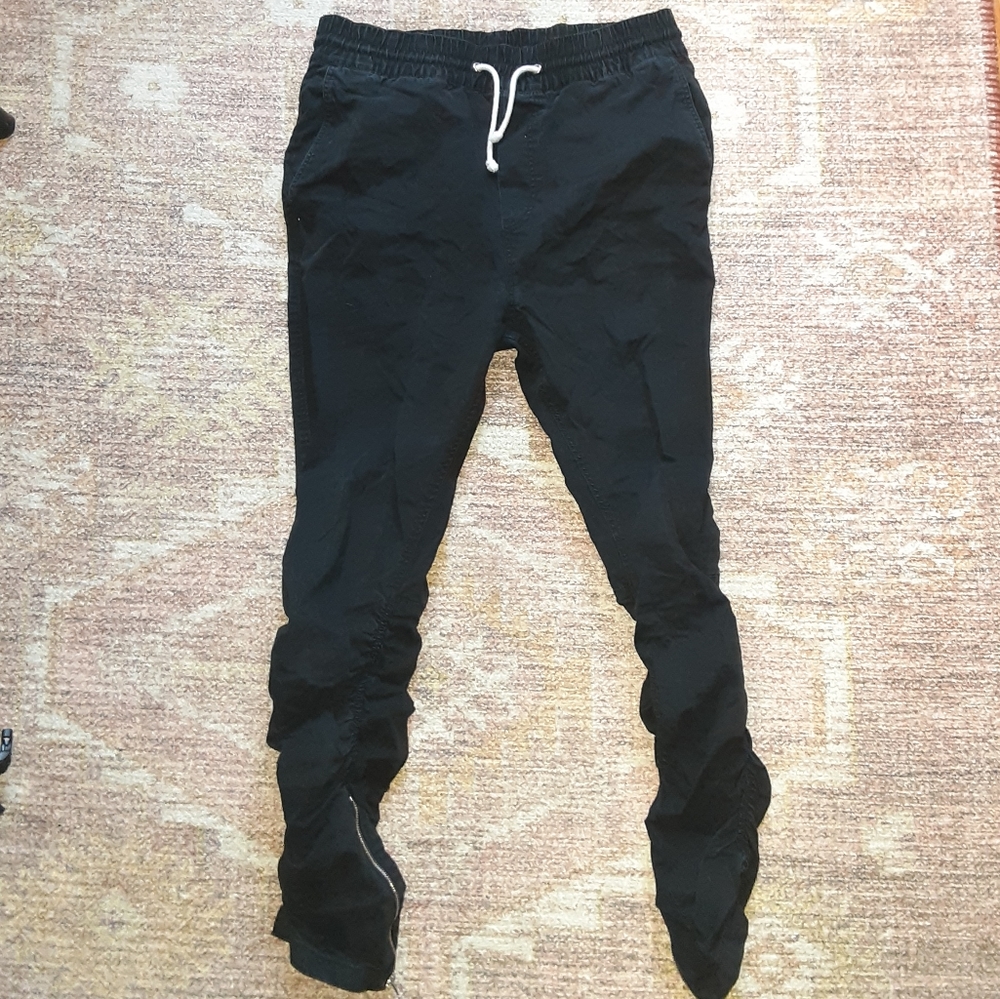 H&M Divided Drawstring Cargo Skinny Zip Pants Black Size 32 Women